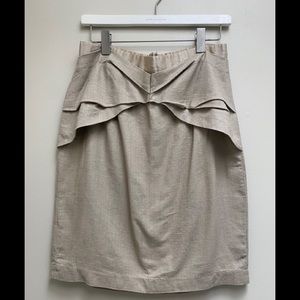 Anthropologie Girls from Savoy Tan Linen Skirt